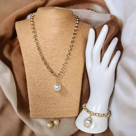 🆕️ Turkish Handmade 24K Gold Plated Brass Artisanal Fine Statement Jewelry Set - Picture 14 of 15